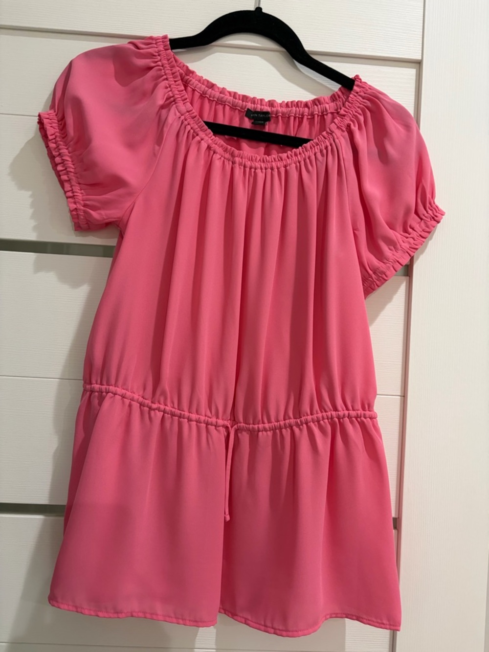 Pink Elastic Waist Peasant Style Top